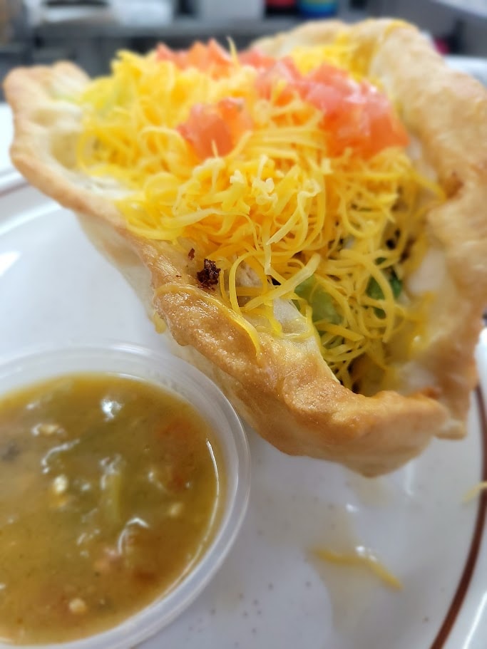 Crispy fried wonton with cheese and salsa