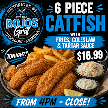 Six piece catfish with fries and coleslaw